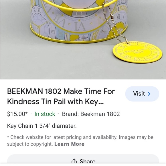 BEEKMAN 1802 Make Time for Kindness Collector’s Tin Pail with Key Chain - Picture 7 of 7